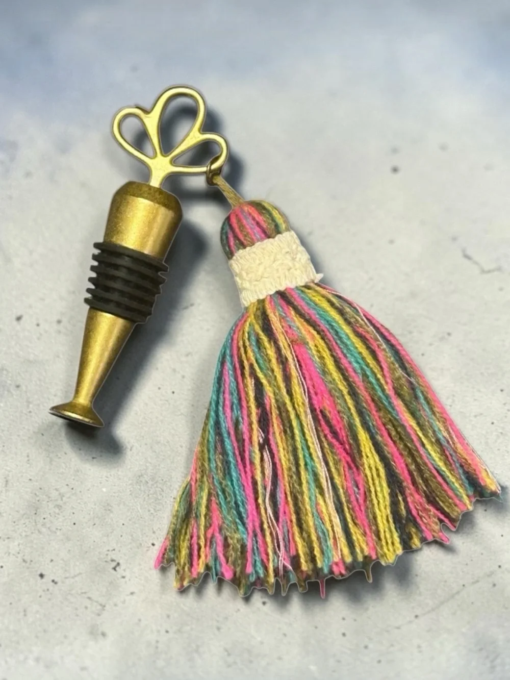 Natural Life Tassel Bottle Stopper- Rainbow